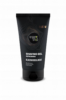 Organic Shop MEN Atsvaidzinošs skūšanās gels vīriešiem - Blackwood & Mint, 150ml
