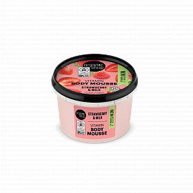 ORGANIC SHOP  "Zemeņu jogurts"Tonizējošas,mīkstinošas ķermeņa putas ar zemeņu ekstraktu un piena proteīniem,250ml